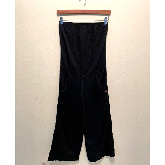Hard Tail Forever Womens Romper Medium Black Strapless Wide Leg Drawstring Y2K - Picture 1 of 9
